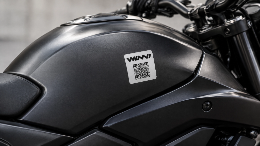 PHOTO 04 — Motorcycle WINNI sticker on metal chassis